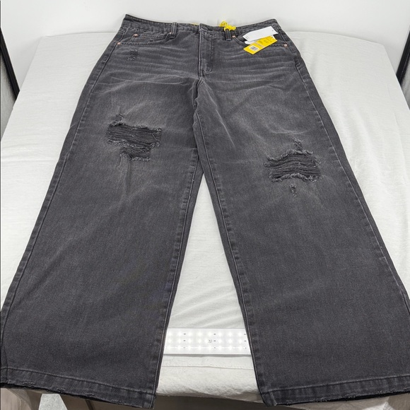 Circus NY Jeans Wm 32 High Waist Slouchy Faded Black Distressed Wide Leg Plus - Picture 4 of 14